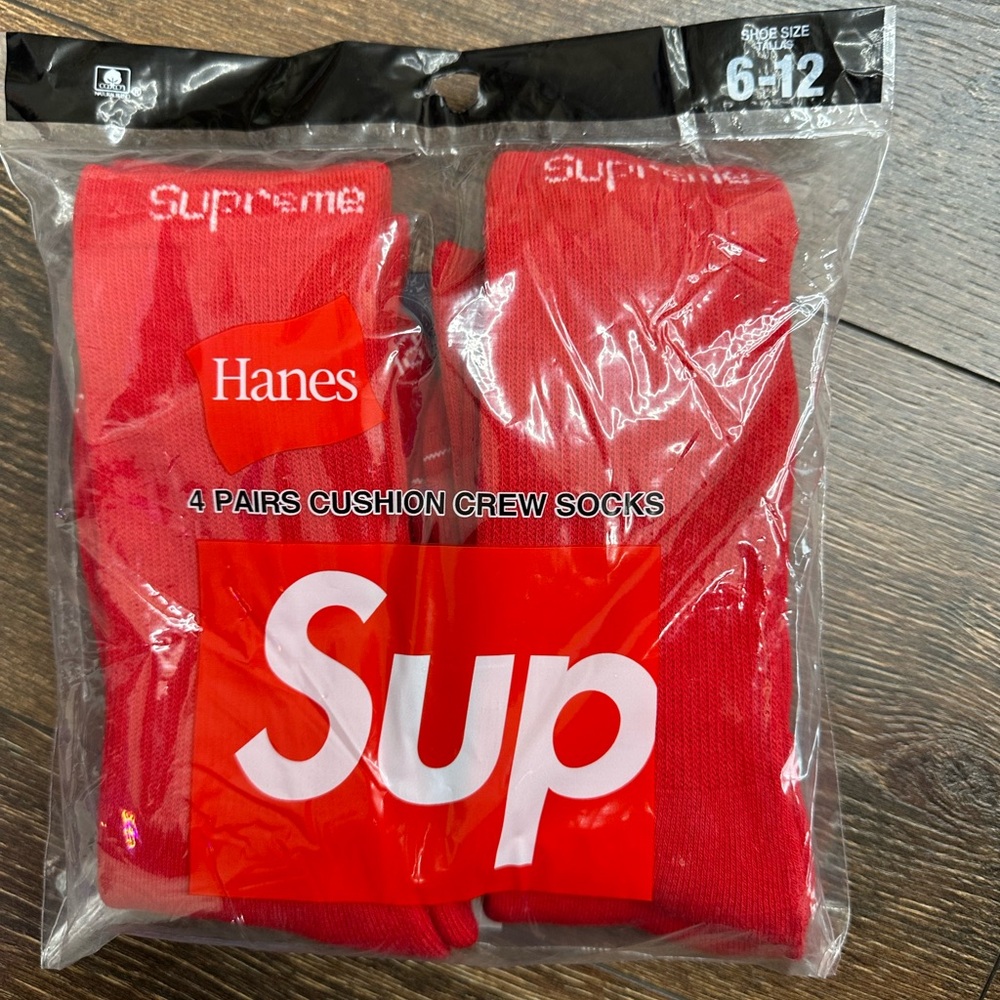 Supreme x Hanes Red Crew Socks